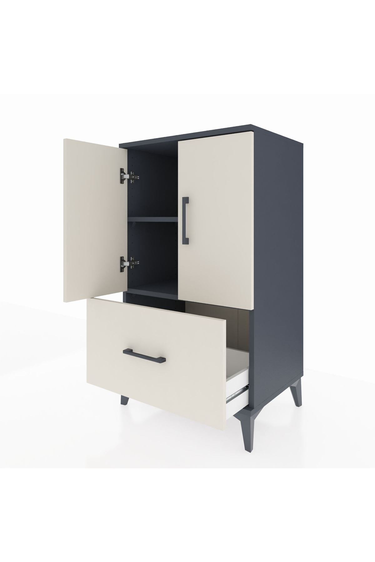 Hyperion Komodin 2 Raflı Tek Çekmeceli 2 Kapaklı 60x44x106 Antrasit-Aytaşı