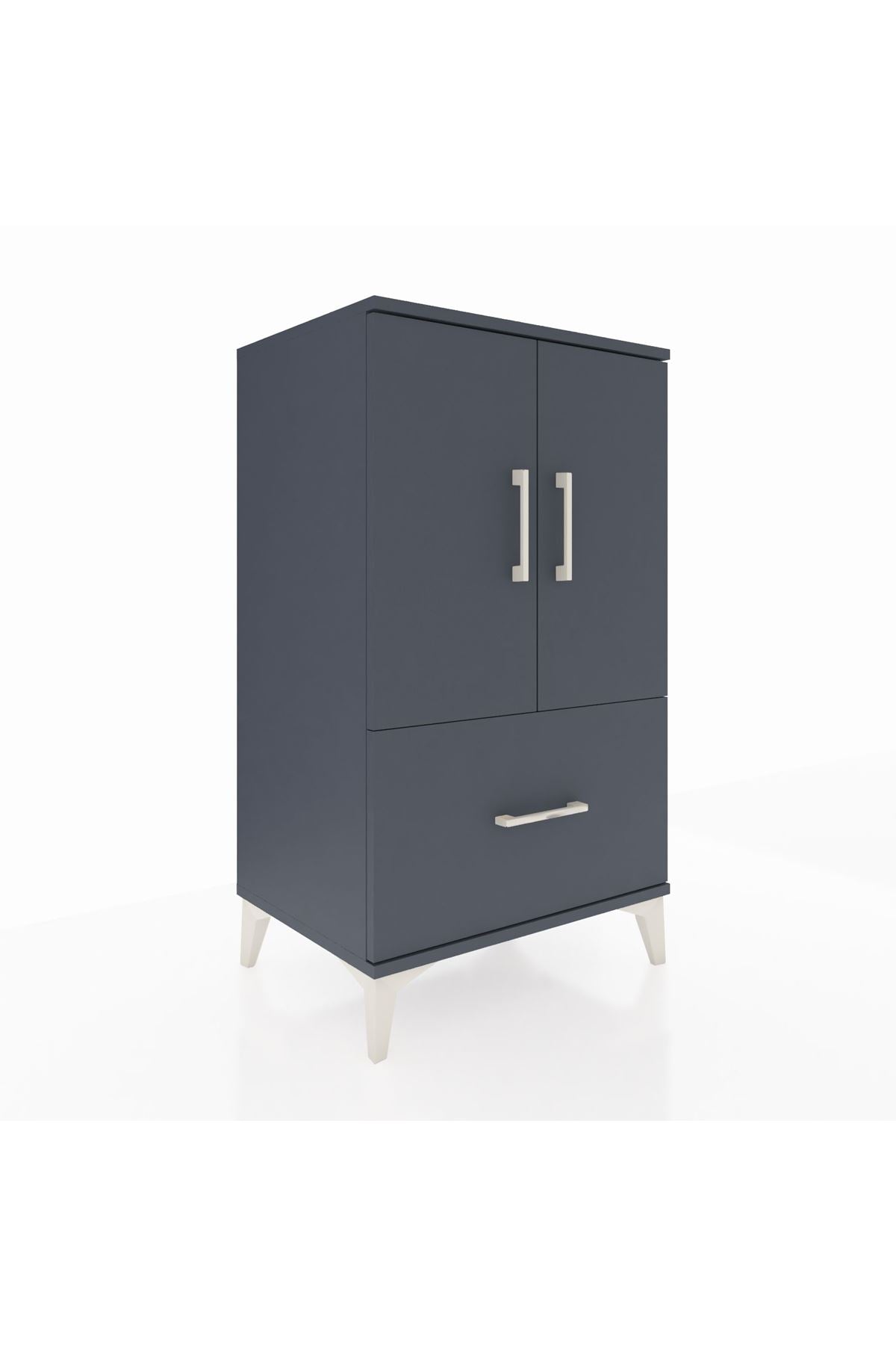 Hyperion Komodin 2 Raflı Tek Çekmeceli 2 Kapaklı 60x44x106 Antrasit-Antrasit