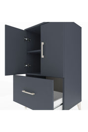 Hyperion Komodin 2 Raflı Tek Çekmeceli 2 Kapaklı 60x44x106 Antrasit-Antrasit