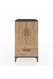 Hyperion Komodin 2 Raflı Tek Çekmeceli 2 Kapaklı 60x44x106 Antrasit-Çam