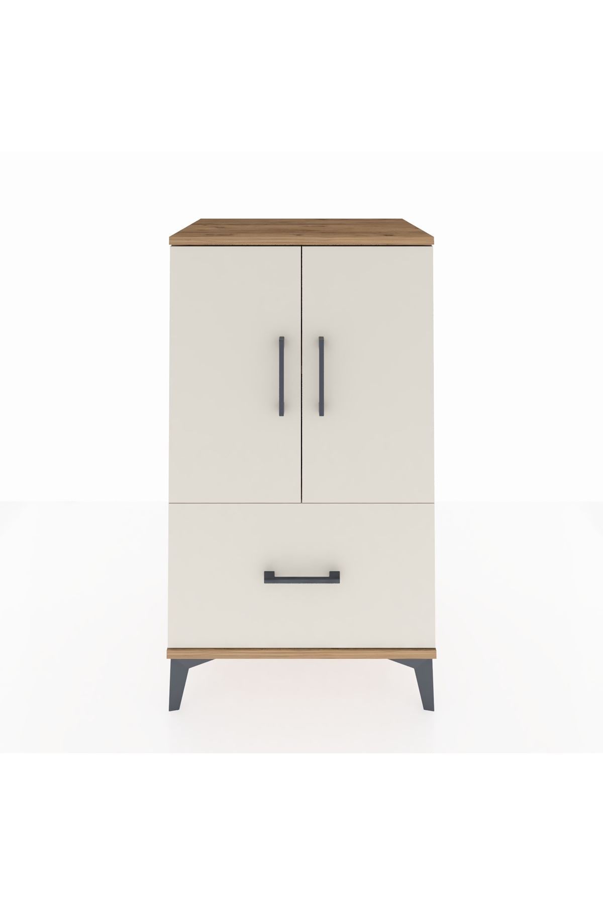 Hyperion Komodin 2 Raflı Tek Çekmeceli 2 Kapaklı 60x44x106 Çam-Aytaşı