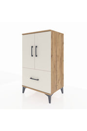 Hyperion Komodin 2 Raflı Tek Çekmeceli 2 Kapaklı 60x44x106 Çam-Aytaşı
