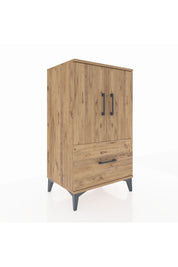 Hyperion Komodin 2 Raflı Tek Çekmeceli 2 Kapaklı 60x44x106 Çam-Çam