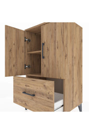 Hyperion Komodin 2 Raflı Tek Çekmeceli 2 Kapaklı 60x44x106 Çam-Çam