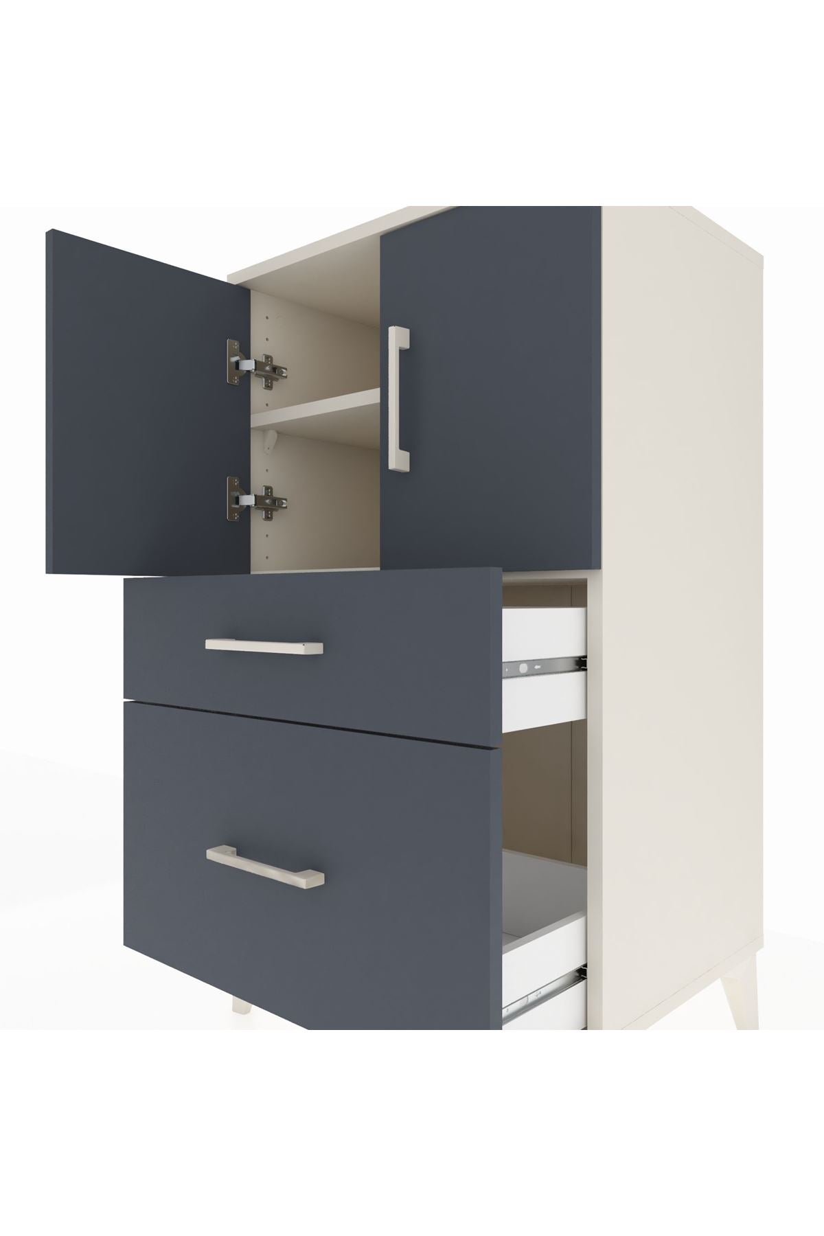 Hyperion Komodin 2 Raflı 2 Çekmeceli 2 Kapaklı 60x44x106 Aytaşı-Antrasit