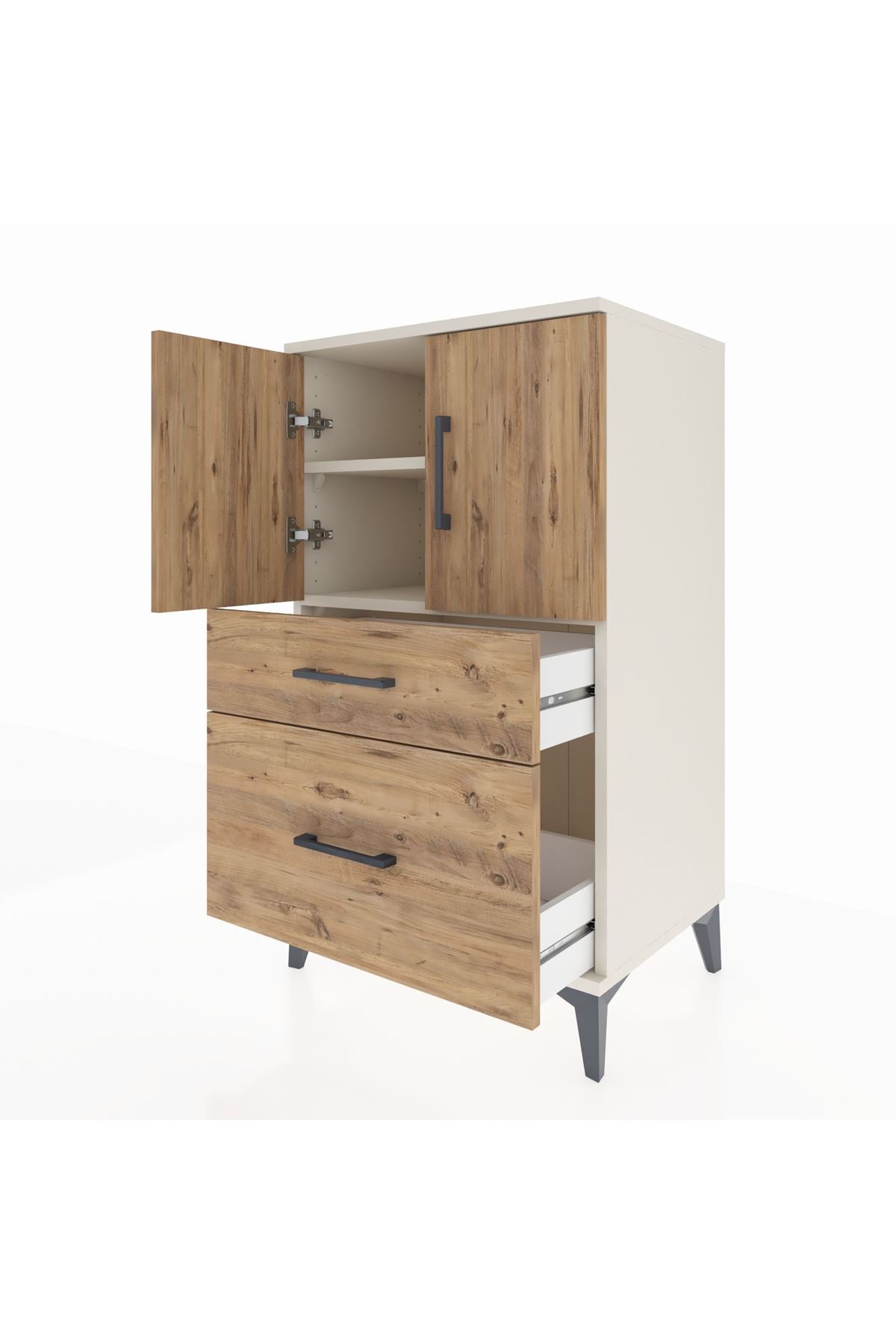 Hyperion Komodin 2 Raflı 2 Çekmeceli 2 Kapaklı 60x44x106 Aytaşı-Çam