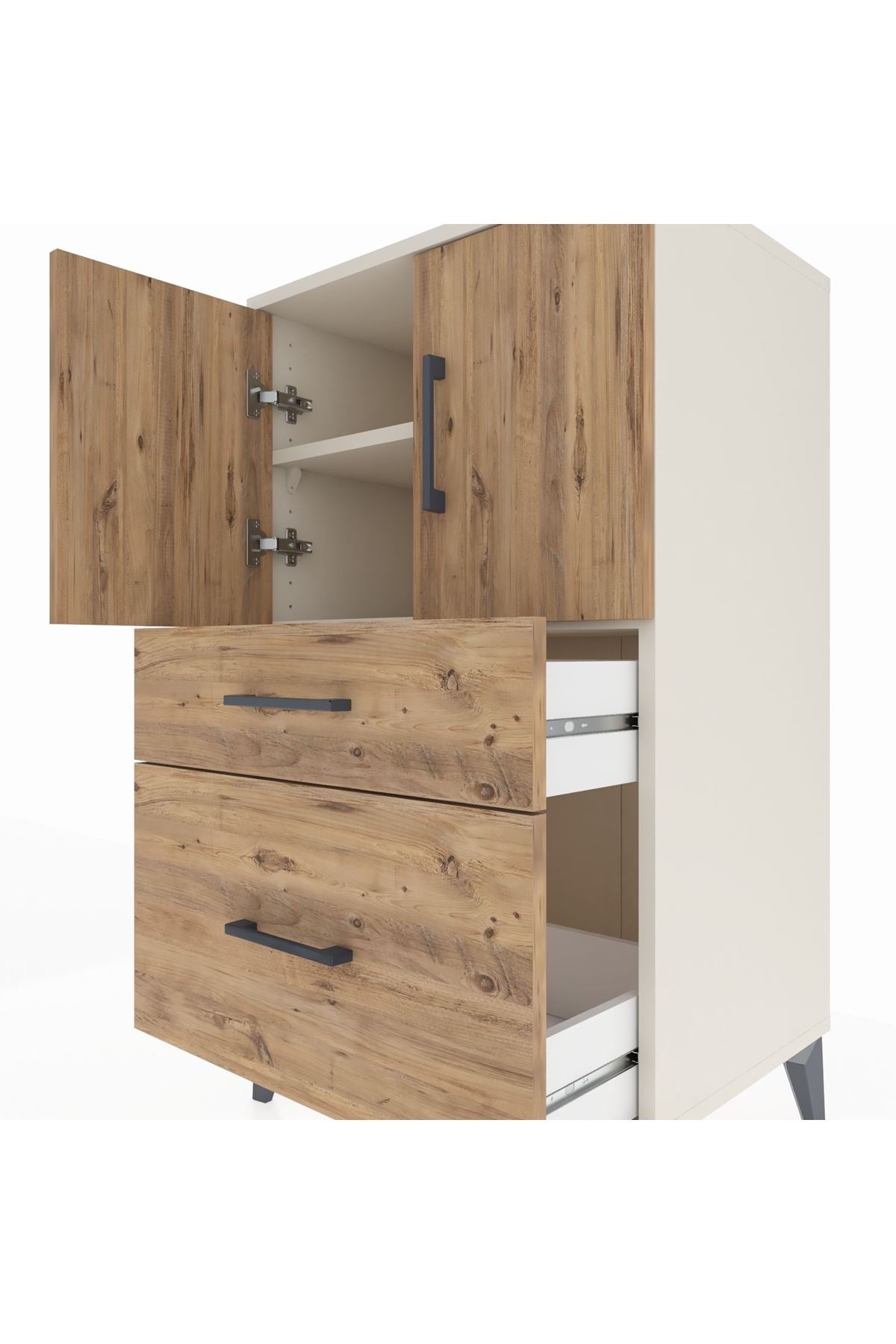 Hyperion Komodin 2 Raflı 2 Çekmeceli 2 Kapaklı 60x44x106 Aytaşı-Çam