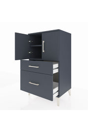 Hyperion Komodin 2 Raflı 2 Çekmeceli 2 Kapaklı 60x44x106 Antrasit-Antrasit