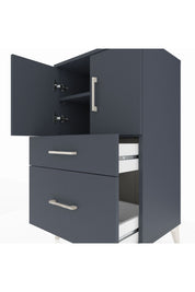 Hyperion Komodin 2 Raflı 2 Çekmeceli 2 Kapaklı 60x44x106 Antrasit-Antrasit