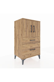 Hyperion Komodin 2 Raflı 2 Çekmeceli 2 Kapaklı 60x44x106 Çam-Çam