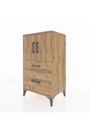 Hyperion Komodin 2 Raflı 2 Çekmeceli 2 Kapaklı 60x44x106 Çam-Çam