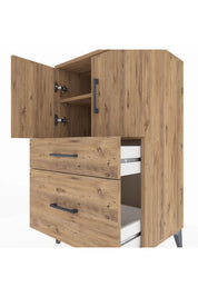 Hyperion Komodin 2 Raflı 2 Çekmeceli 2 Kapaklı 60x44x106 Çam-Çam