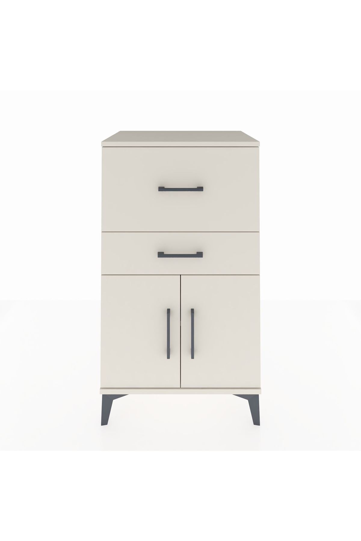 Hyperion Komodin Tek Raflı 2 Çekmeceli 2 Kapaklı 60x44x106 Aytaşı-Aytaşı