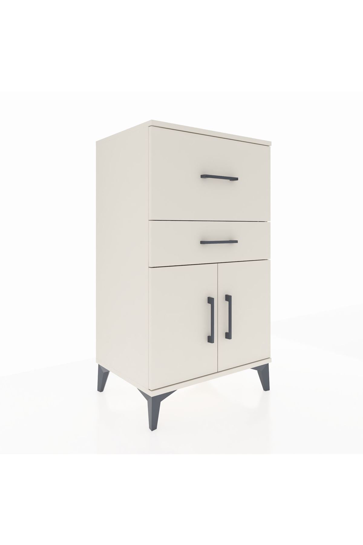 Hyperion Komodin Tek Raflı 2 Çekmeceli 2 Kapaklı 60x44x106 Aytaşı-Aytaşı