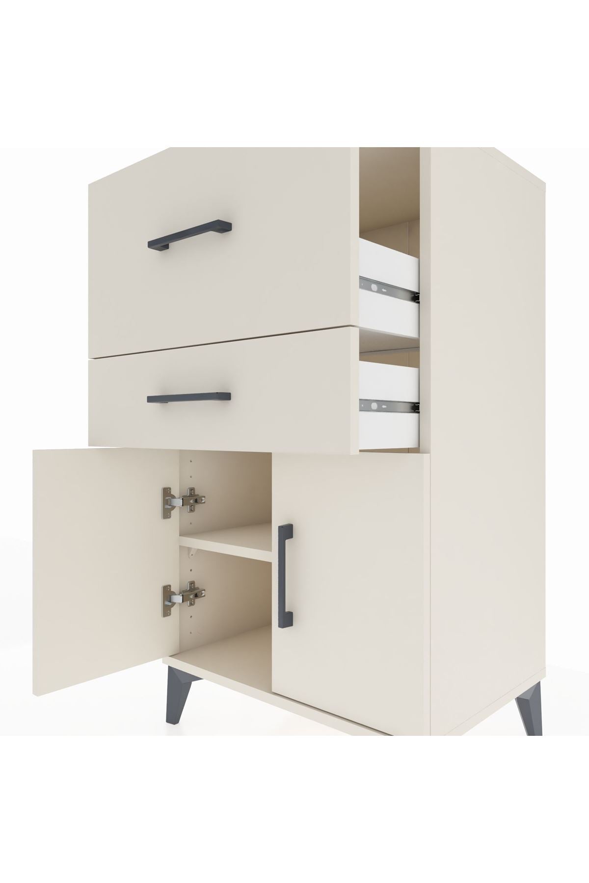 Hyperion Komodin Tek Raflı 2 Çekmeceli 2 Kapaklı 60x44x106 Aytaşı-Aytaşı