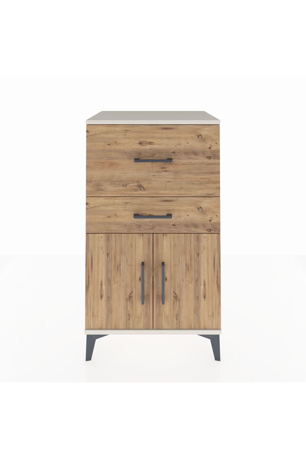 Hyperion Komodin Tek Raflı 2 Çekmeceli 2 Kapaklı 60x44x106 Aytaşı-Çam