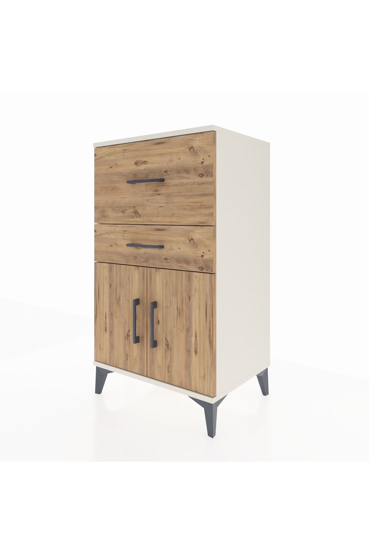 Hyperion Komodin Tek Raflı 2 Çekmeceli 2 Kapaklı 60x44x106 Aytaşı-Çam