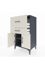 Hyperion Komodin Tek Raflı 2 Çekmeceli 2 Kapaklı 60x44x106 Antrasit-Aytaşı