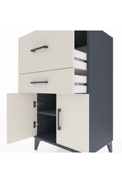 Hyperion Komodin Tek Raflı 2 Çekmeceli 2 Kapaklı 60x44x106 Antrasit-Aytaşı