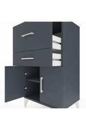 Hyperion Komodin Tek Raflı 2 Çekmeceli 2 Kapaklı 60x44x106 Antrasit-Antrasit