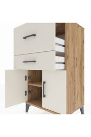 Hyperion Komodin Tek Raflı 2 Çekmeceli 2 Kapaklı 60x44x106 Çam-Aytaşı