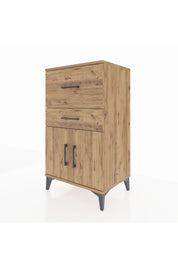 Hyperion Komodin Tek Raflı 2 Çekmeceli 2 Kapaklı 60x44x106 Çam-Çam
