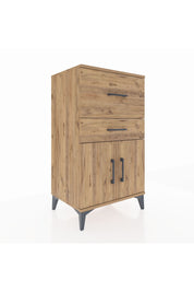 Hyperion Komodin Tek Raflı 2 Çekmeceli 2 Kapaklı 60x44x106 Çam-Çam