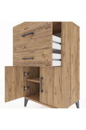 Hyperion Komodin Tek Raflı 2 Çekmeceli 2 Kapaklı 60x44x106 Çam-Çam