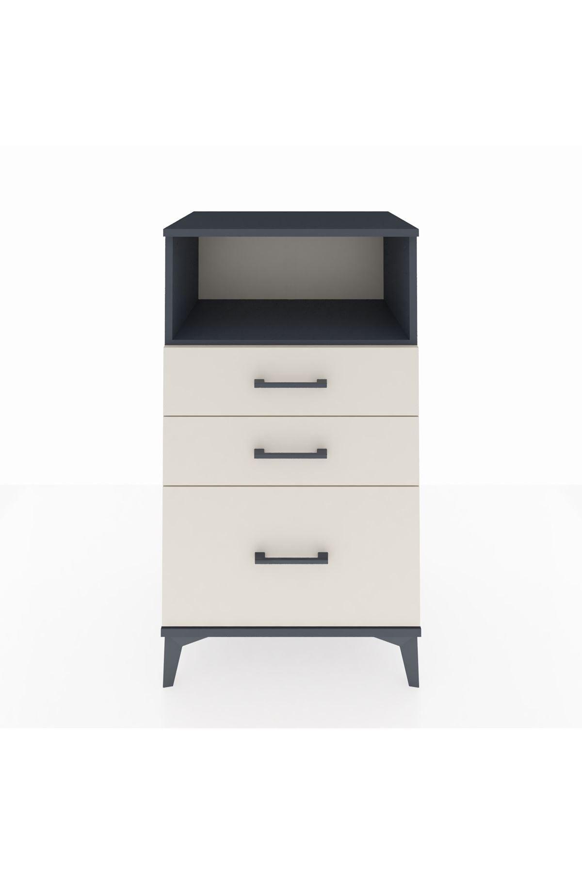 Hyperion Komodin Tek Raflı 3 Çekmeceli 60x44x106 Antrasit-Aytaşı