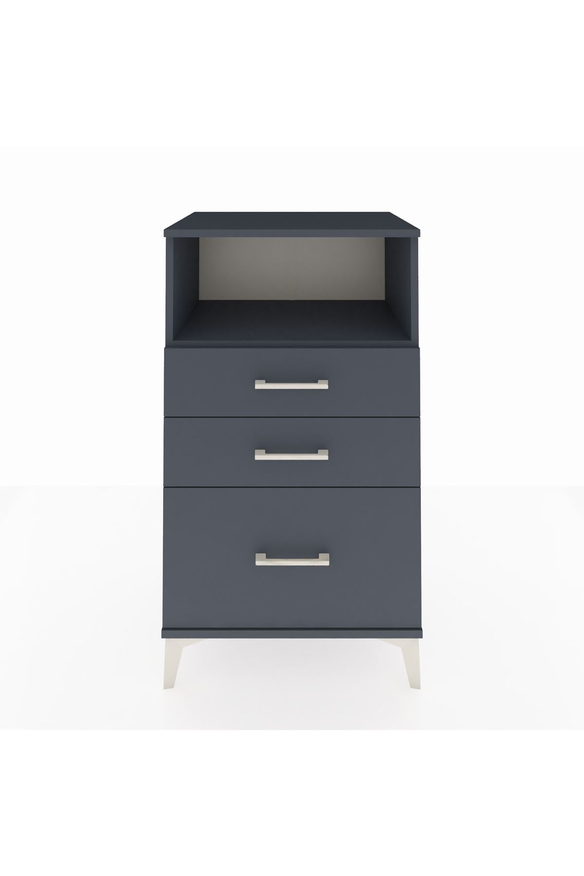 Hyperion Komodin Tek Raflı 3 Çekmeceli 60x44x106 Antrasit-Antrasit