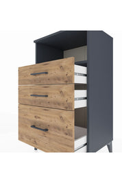 Hyperion Komodin Tek Raflı 3 Çekmeceli 60x44x106 Antrasit-Çam