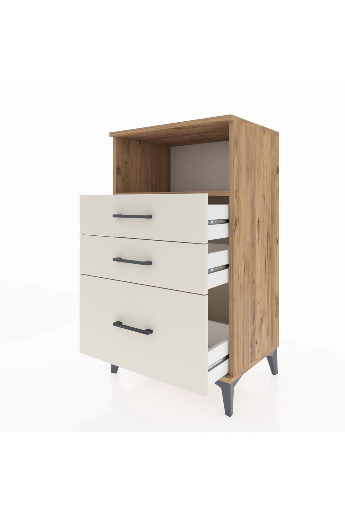 Hyperion Komodin Tek Raflı 3 Çekmeceli 60x44x106 Çam-Aytaşı