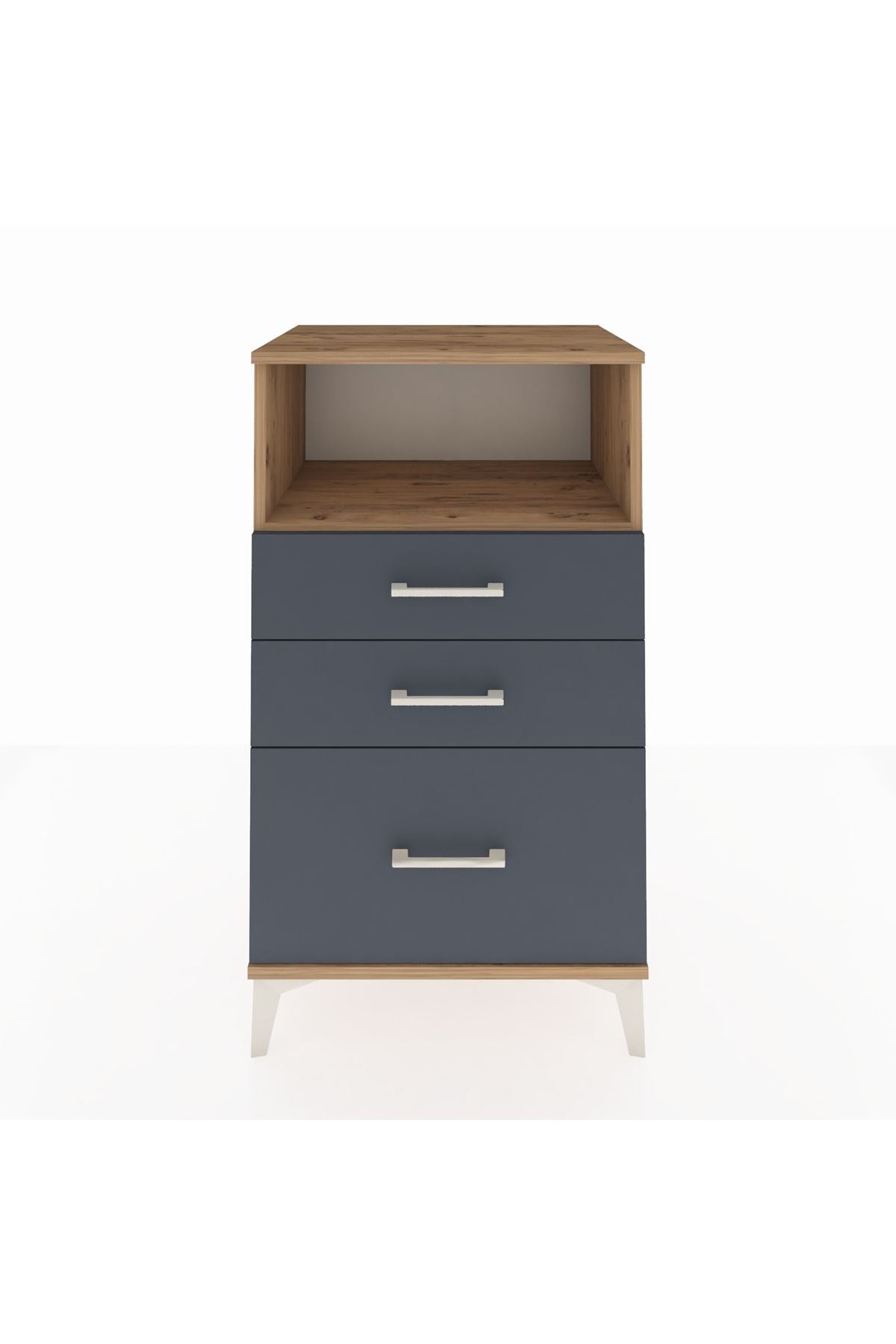 Hyperion Komodin Tek Raflı 3 Çekmeceli 60x44x106 Çam-Antrasit