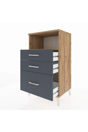 Hyperion Komodin Tek Raflı 3 Çekmeceli 60x44x106 Çam-Antrasit