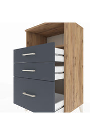 Hyperion Komodin Tek Raflı 3 Çekmeceli 60x44x106 Çam-Antrasit