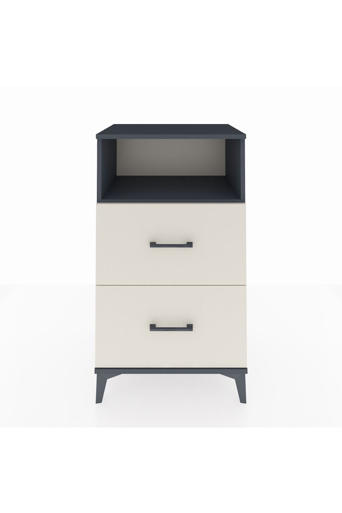 Hyperion Komodin Tek Raflı 2 Çekmeceli 60x44x106 Antrasit-Aytaşı