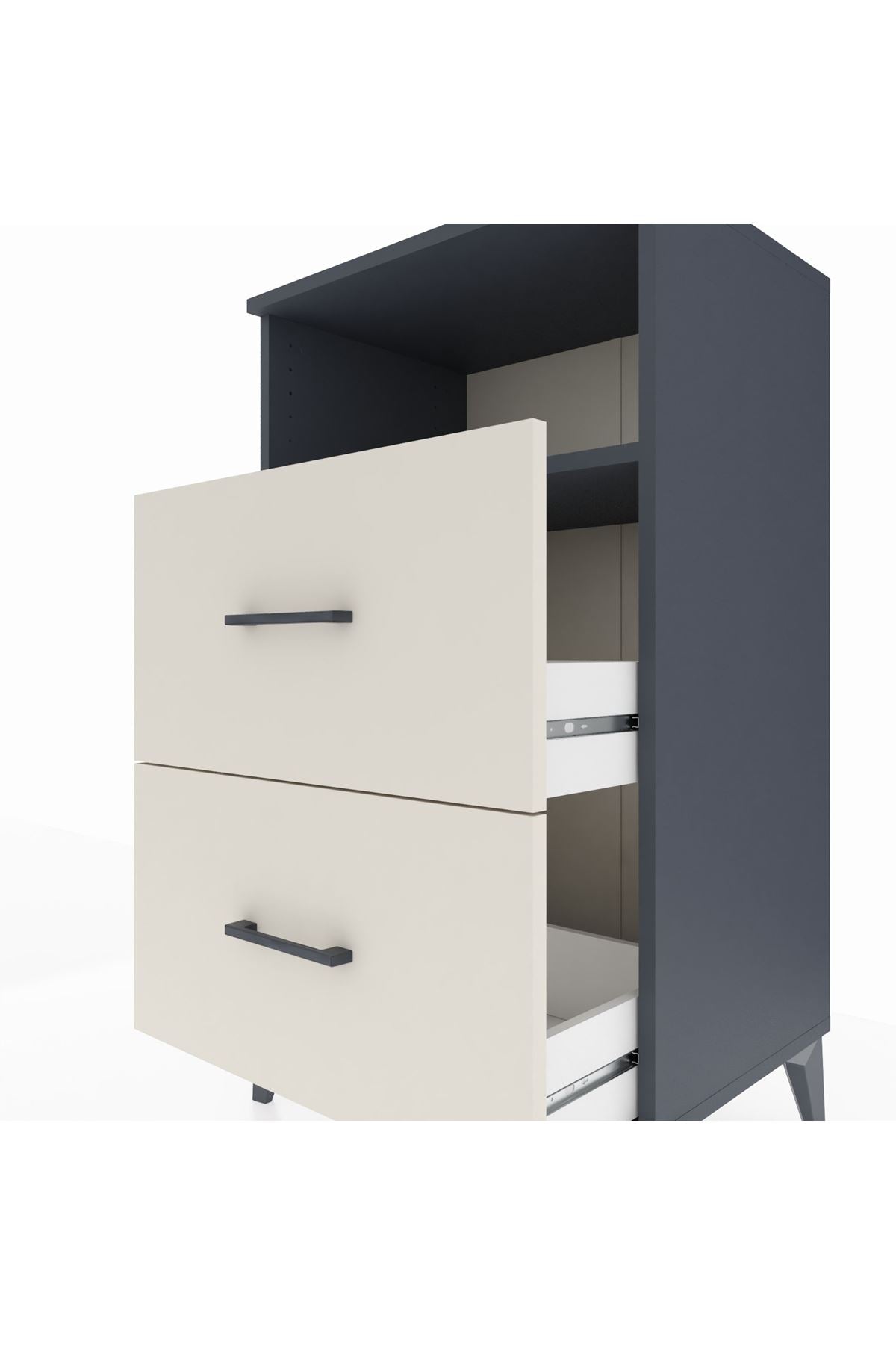 Hyperion Komodin Tek Raflı 2 Çekmeceli 60x44x106 Antrasit-Aytaşı