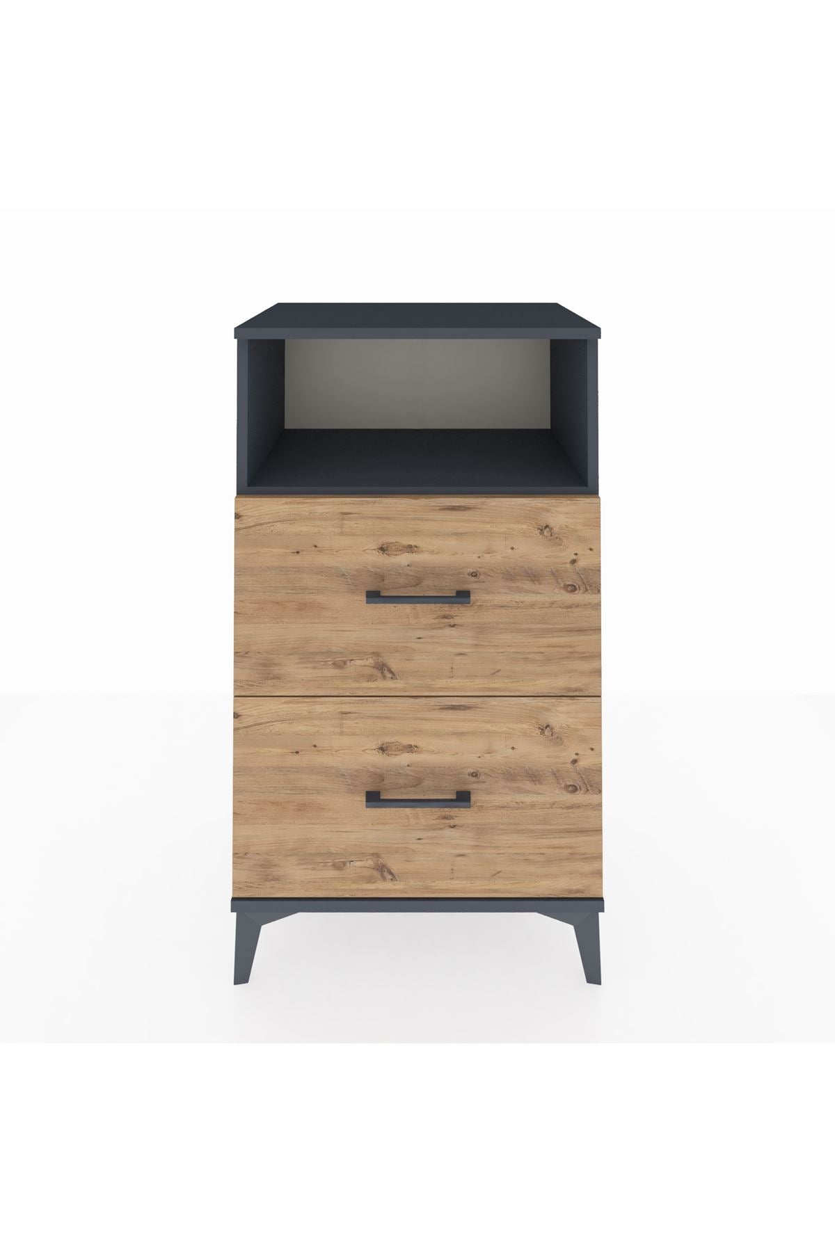 Hyperion Komodin Tek Raflı 2 Çekmeceli 60x44x106 Antrasit-Çam