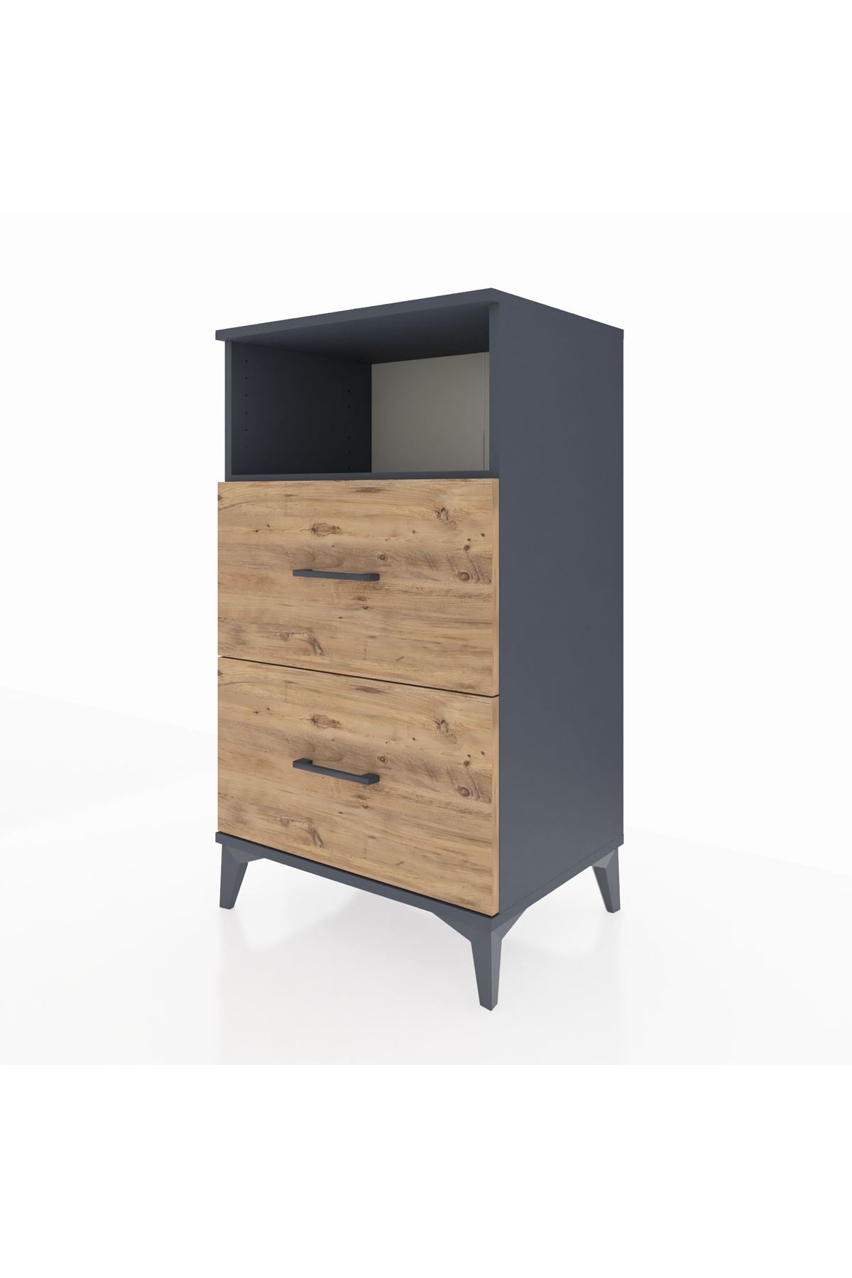 Hyperion Komodin Tek Raflı 2 Çekmeceli 60x44x106 Antrasit-Çam