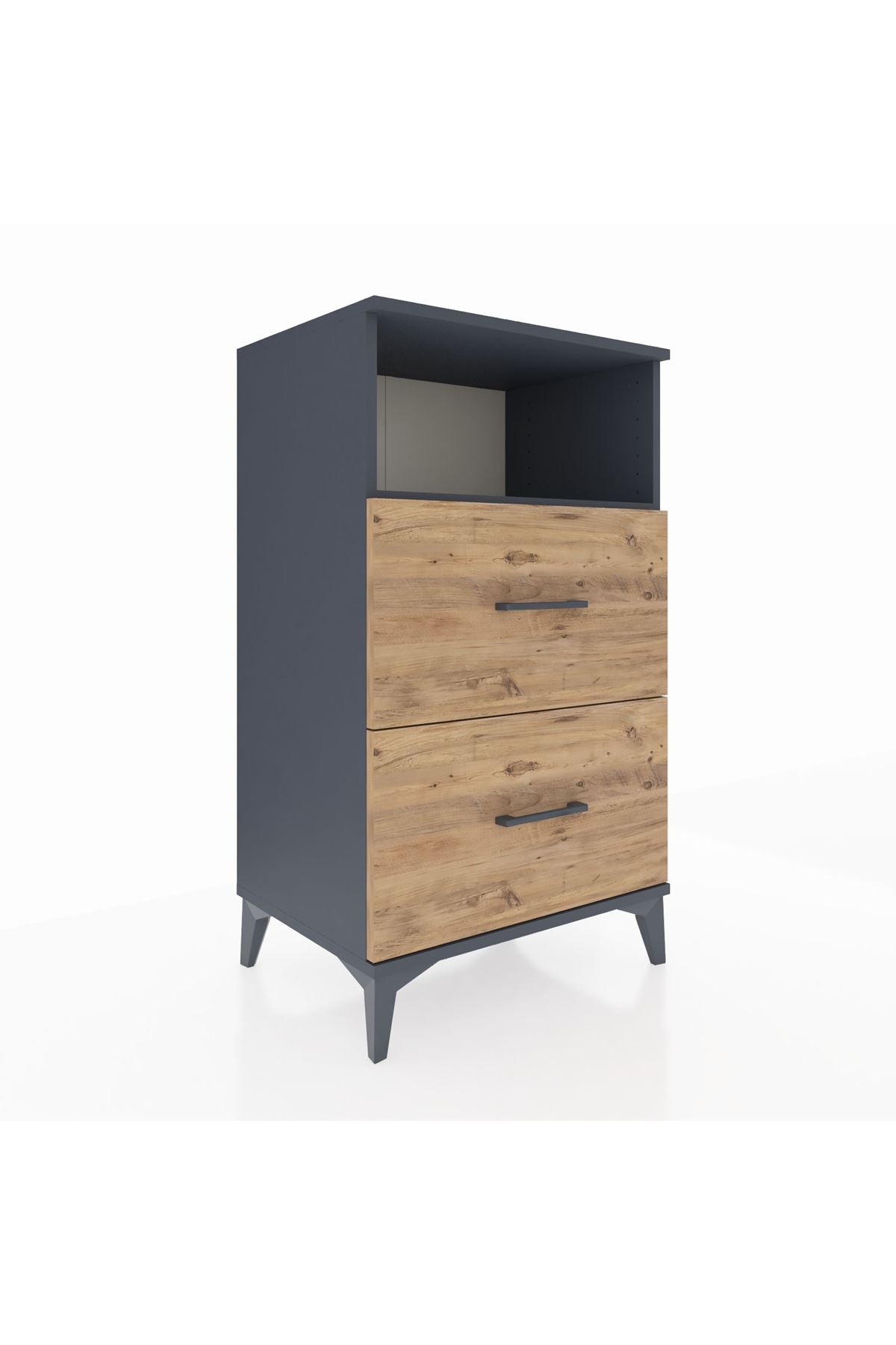 Hyperion Komodin Tek Raflı 2 Çekmeceli 60x44x106 Antrasit-Çam