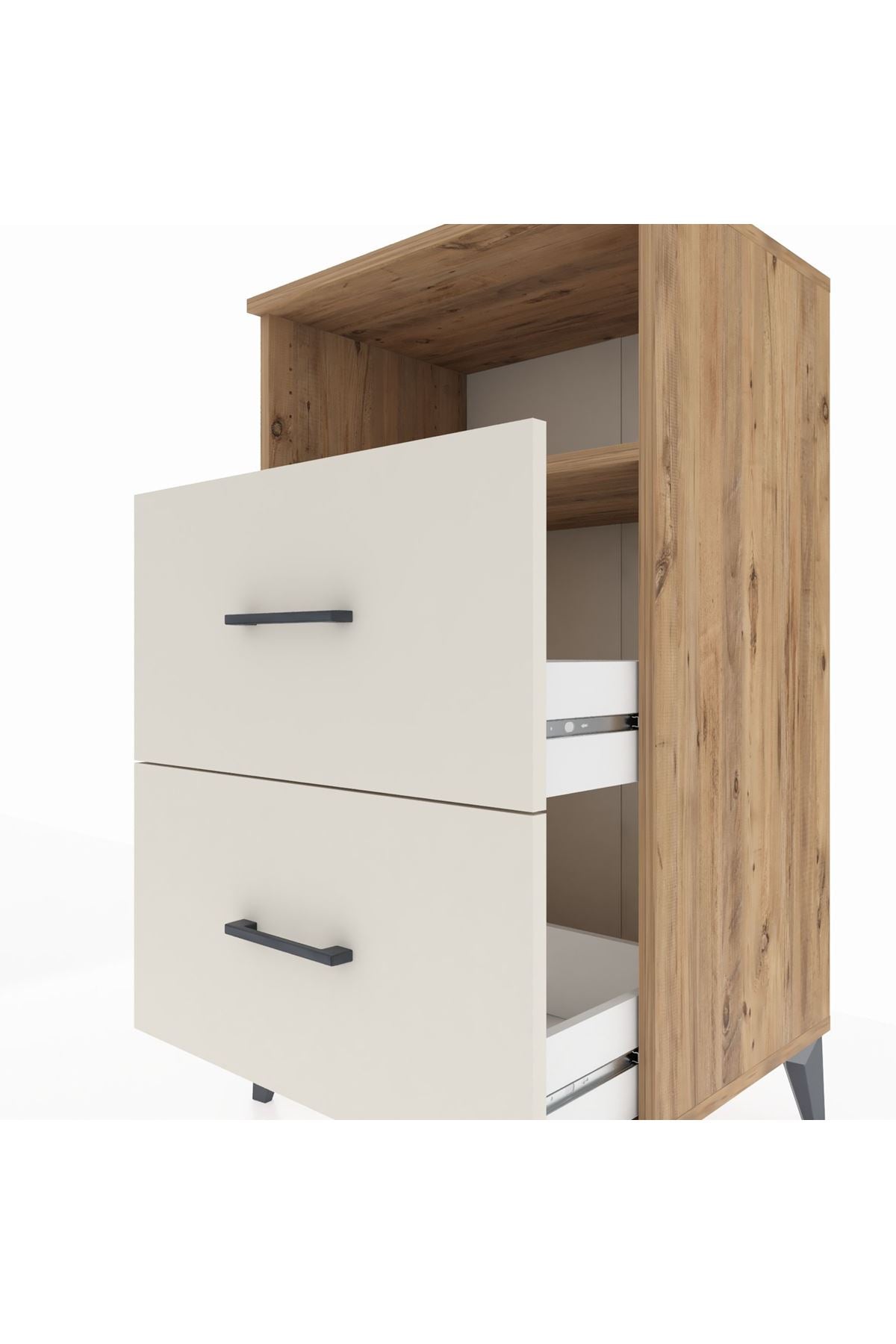 Hyperion Komodin Tek Raflı 2 Çekmeceli 60x44x106 Çam-Aytaşı