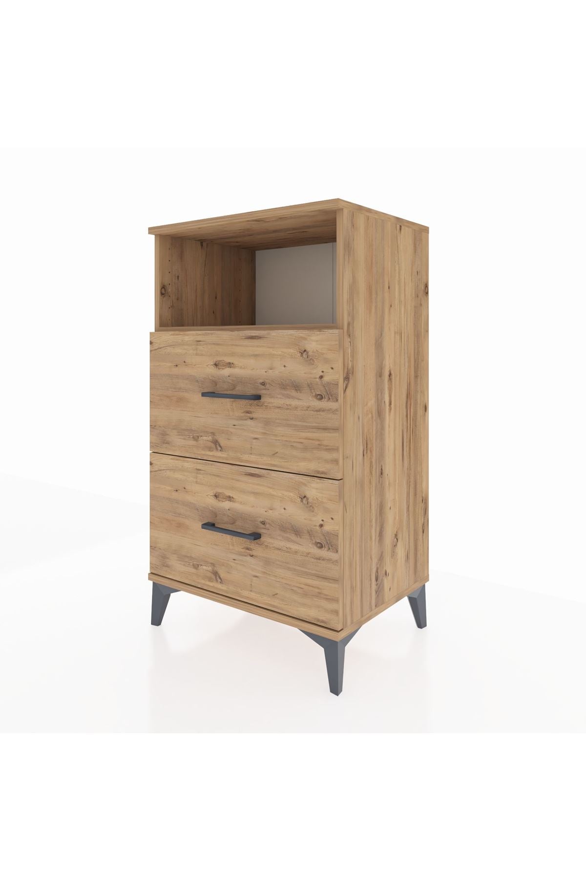 Hyperion Komodin Tek Raflı 2 Çekmeceli 60x44x106 Çam-Çam