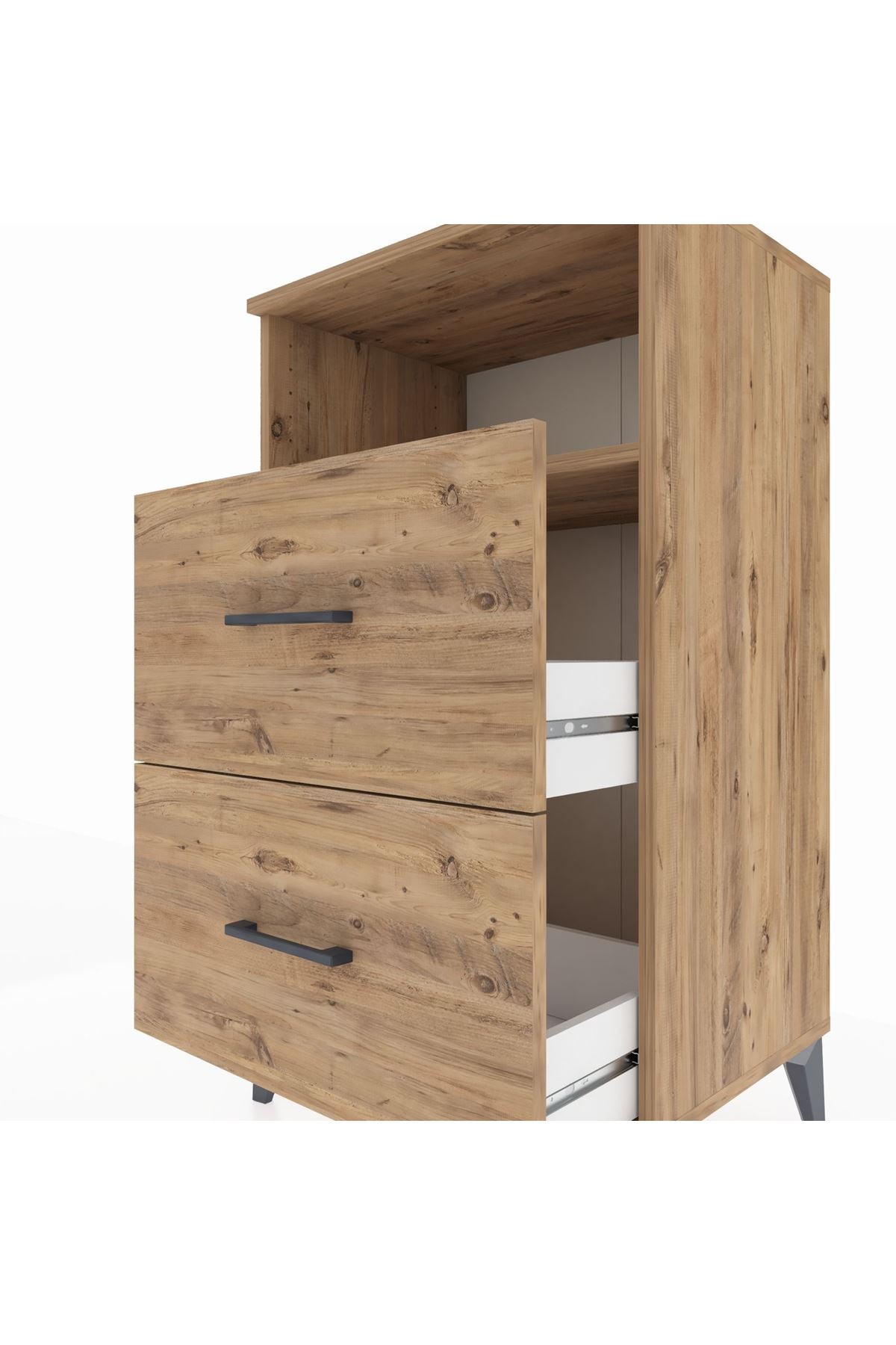 Hyperion Komodin Tek Raflı 2 Çekmeceli 60x44x106 Çam-Çam