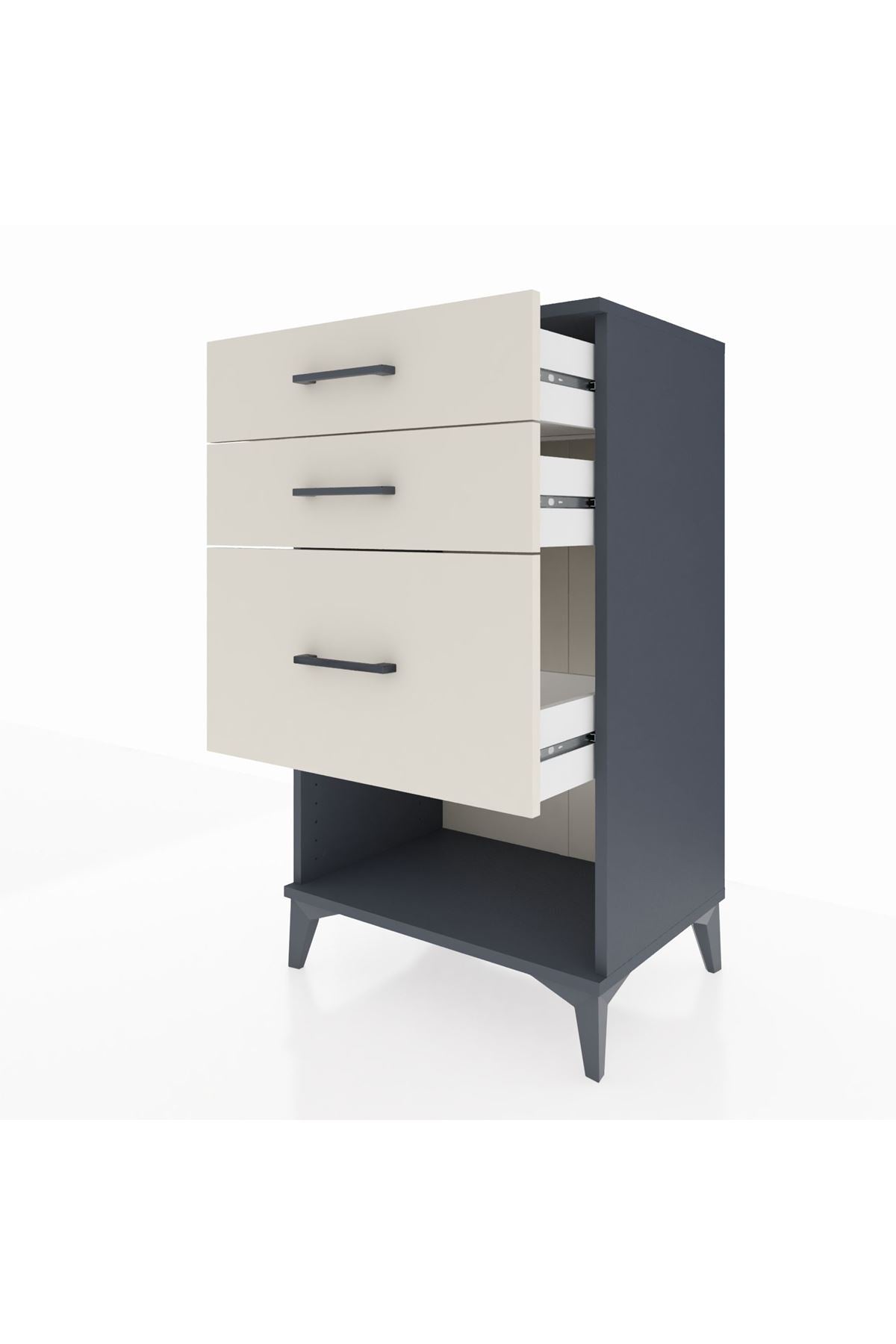 Hyperion Komodin 3 Çekmeceli 60x44x106 Antrasit-Aytaşı