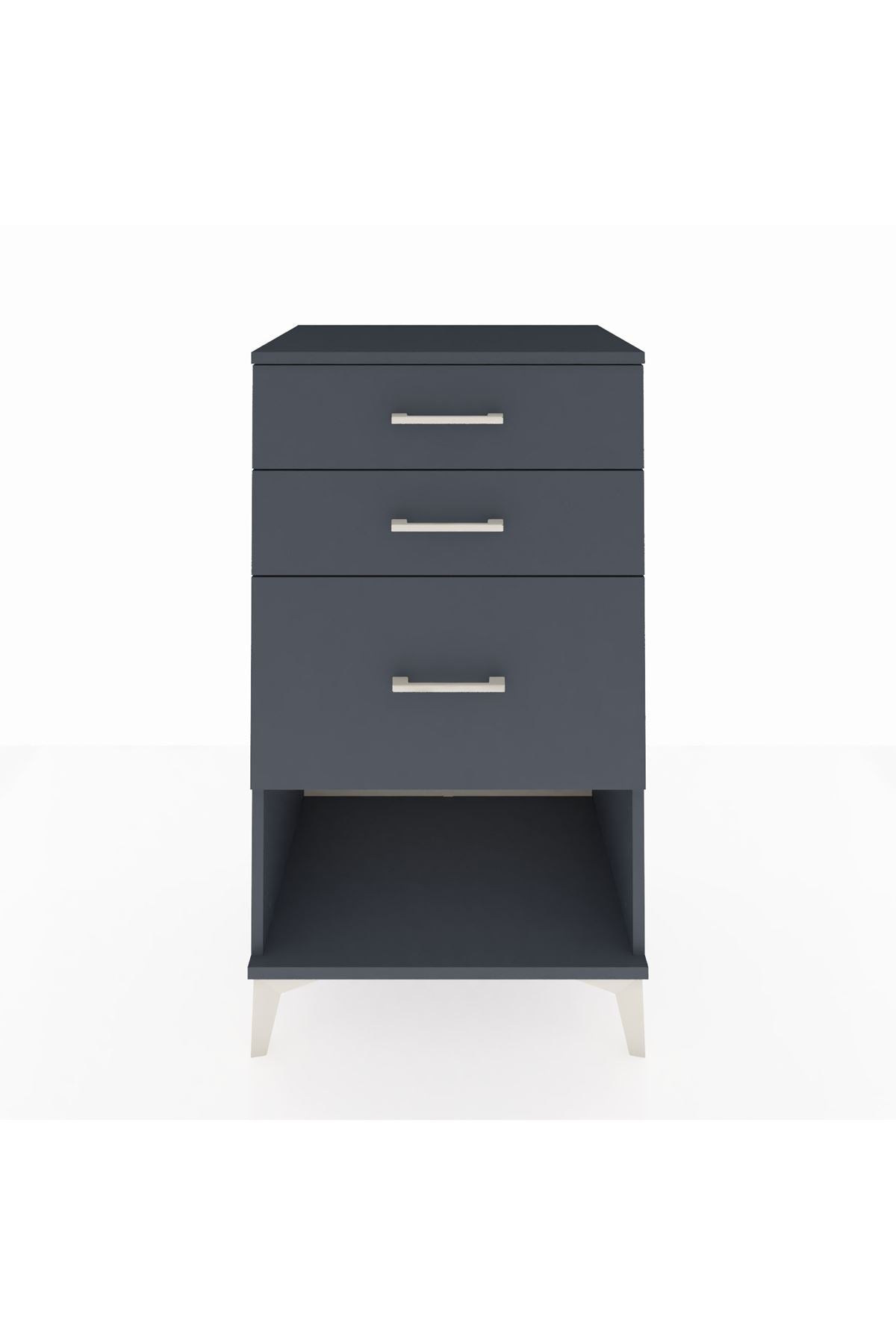 Hyperion Komodin 3 Çekmeceli 60x44x106 Antrasit-Antrasit