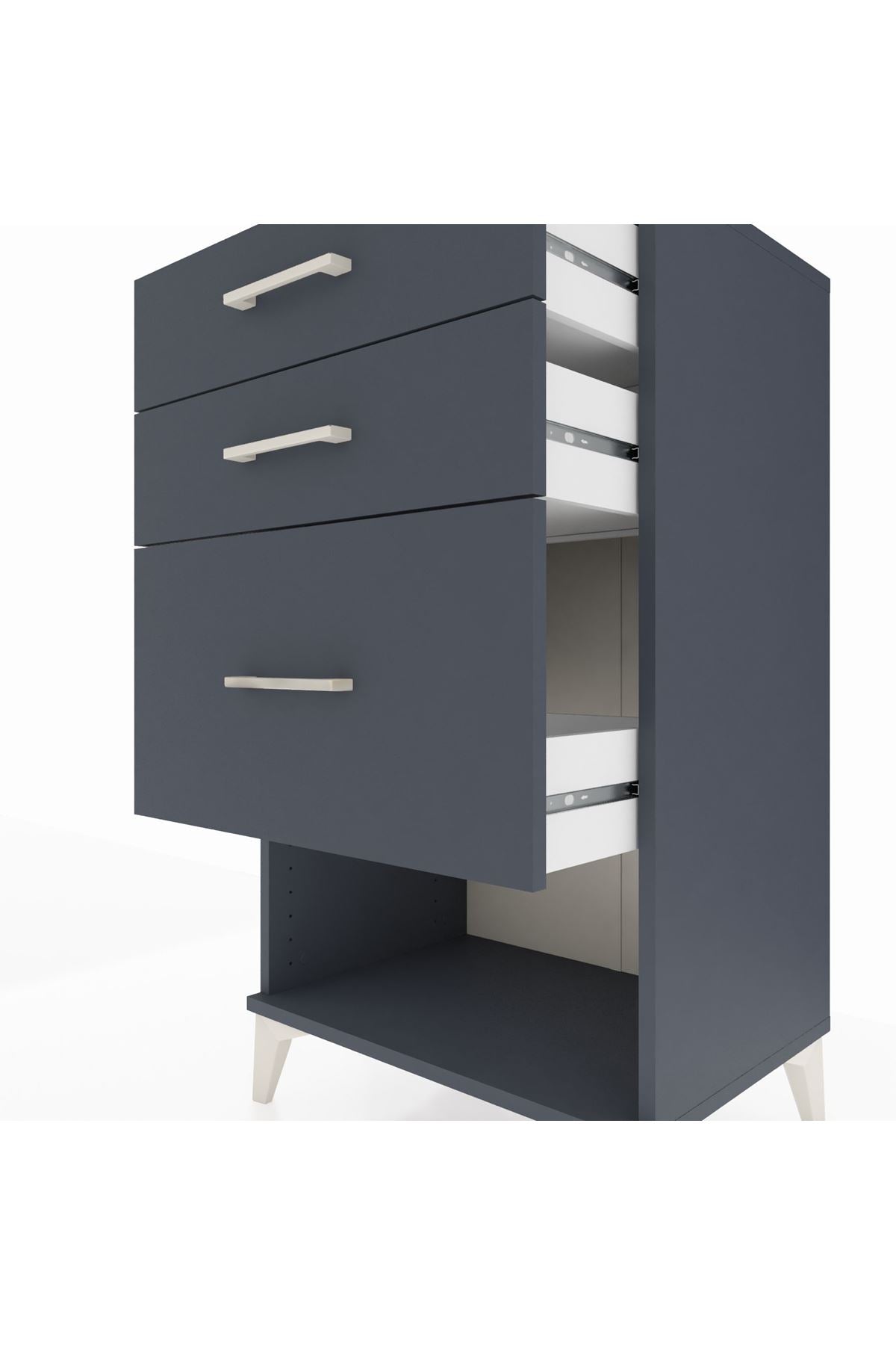 Hyperion Komodin 3 Çekmeceli 60x44x106 Antrasit-Antrasit