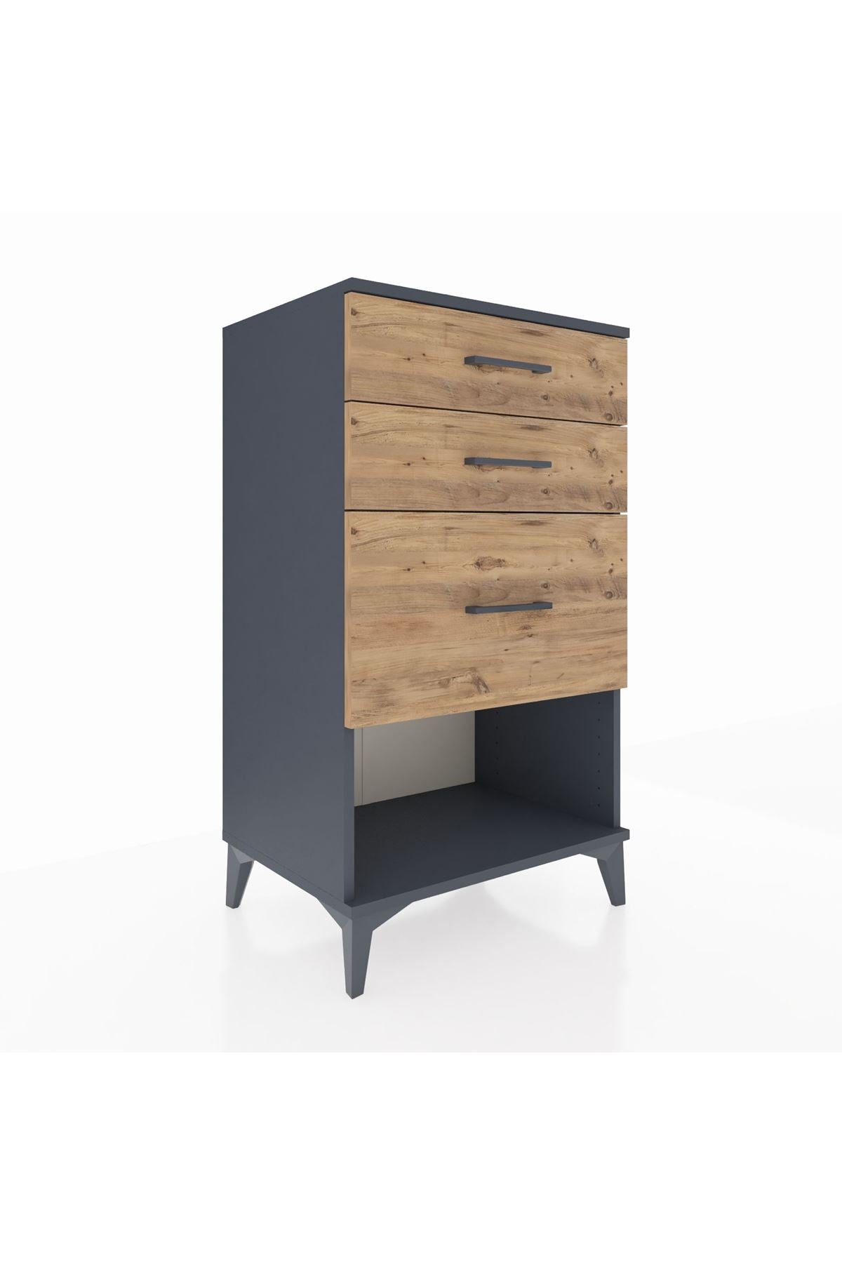 Hyperion Komodin 3 Çekmeceli 60x44x106 Antrasit-Çam