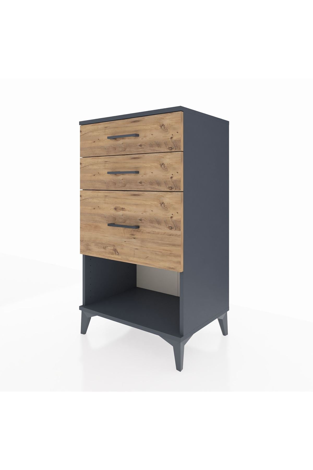 Hyperion Komodin 3 Çekmeceli 60x44x106 Antrasit-Çam