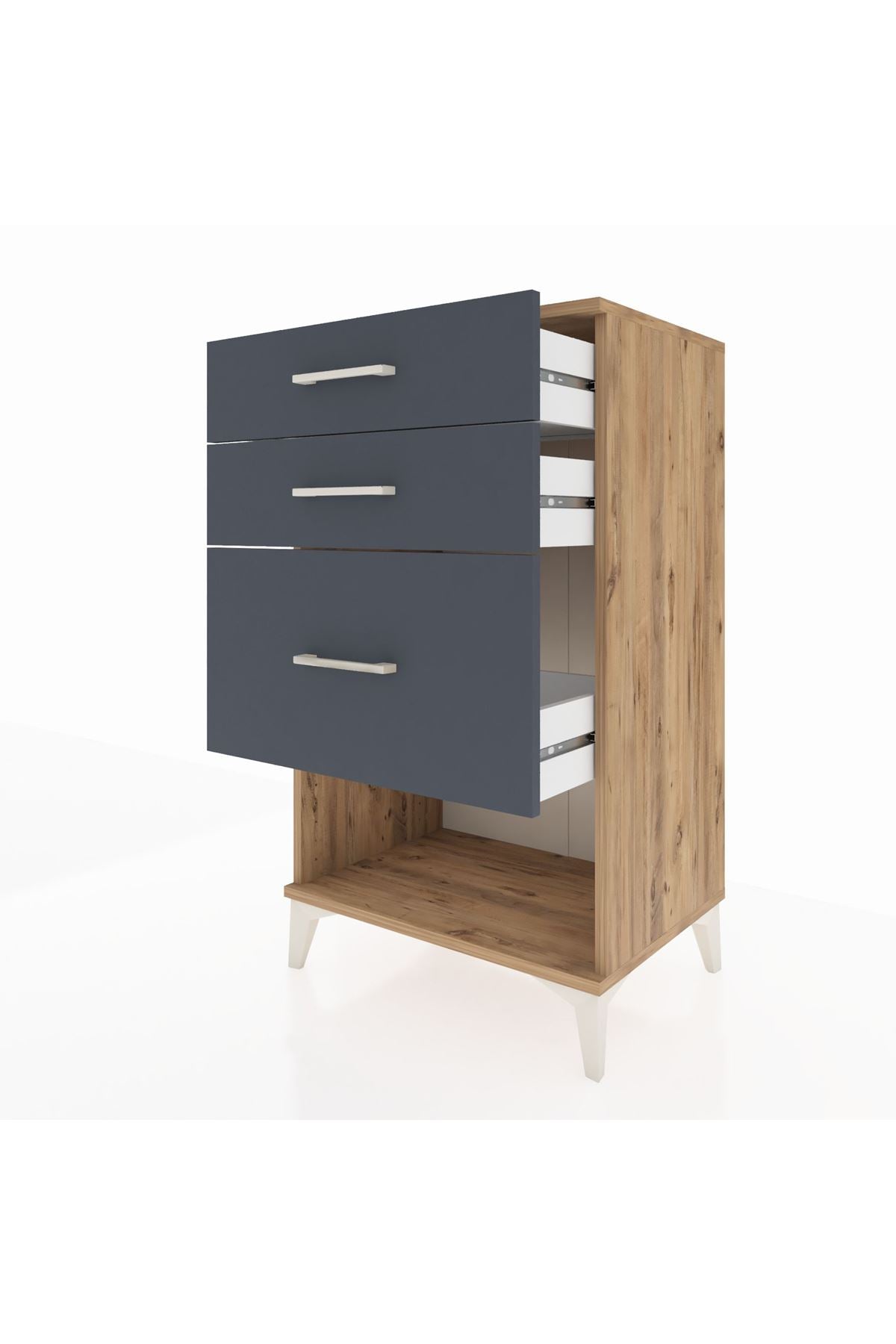 Hyperion Komodin 3 Çekmeceli 60x44x106 Çam-Antrasit