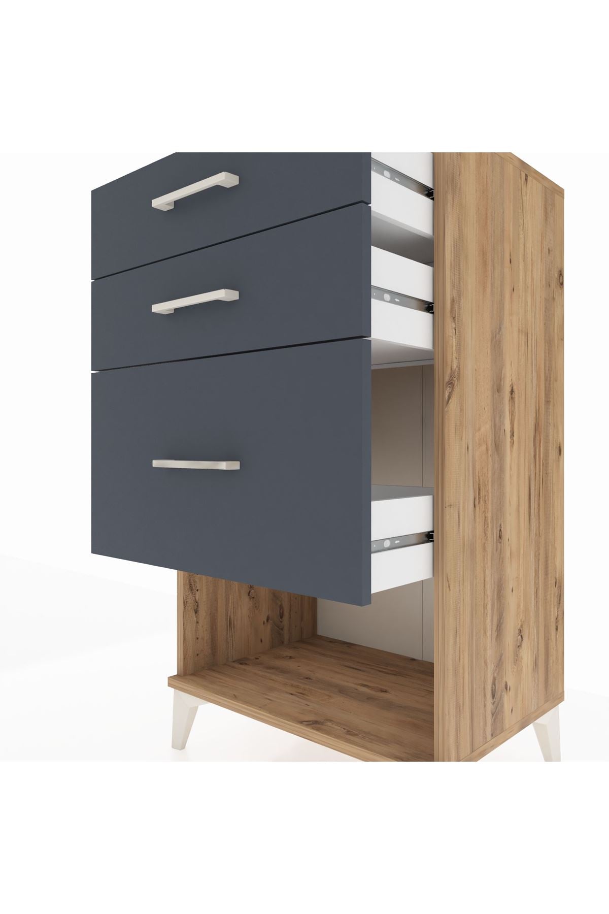 Hyperion Komodin 3 Çekmeceli 60x44x106 Çam-Antrasit